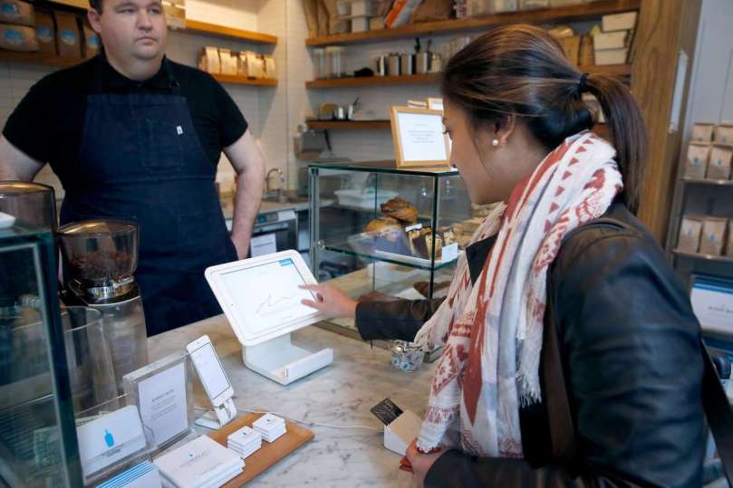 Paying for Blue Bottle coffee by credit card